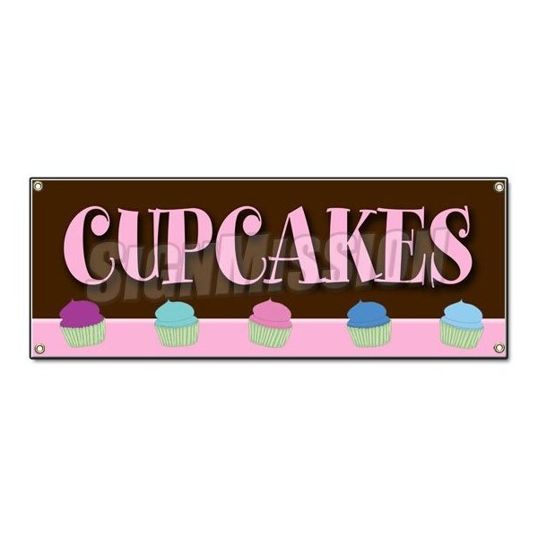 Signmission Cupcakes Banner Heavy Duty 13 Oz Vinyl with Grommets Single Sided B-Cupcakes - main